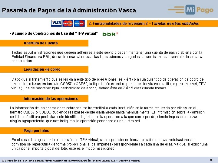 Pasarela de Pagos de la Administración Vasca 2. Funcionalidades de la versión 2 –