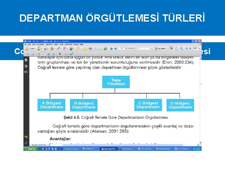 DEPARTMAN ÖRGÜTLEMESİ TÜRLERİ Coğrafi Temele Göre Departmanların Örgütlenmesi 