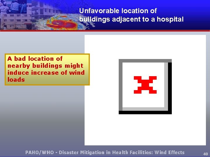 Unfavorable location of buildings adjacent to a hospital A bad location of nearby buildings