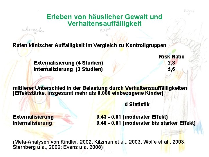 Erleben von häuslicher Gewalt und Verhaltensauffälligkeit Raten klinischer Auffälligkeit im Vergleich zu Kontrollgruppen Risk