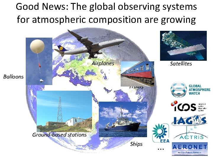 Good News: The global observing systems for atmospheric composition are growing Airplanes Satellites Balloons