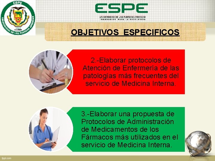 OBJETIVOS ESPECIFICOS 2. -Elaborar protocolos de Atención de Enfermería de las patologías más frecuentes