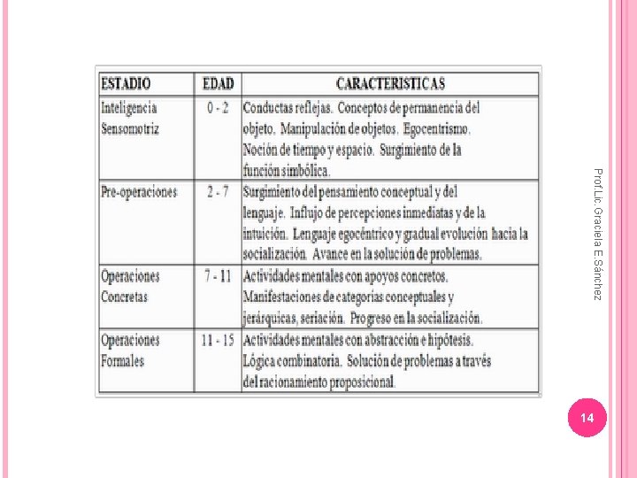Prof. Lic. Graciela E. Sánchez 14 