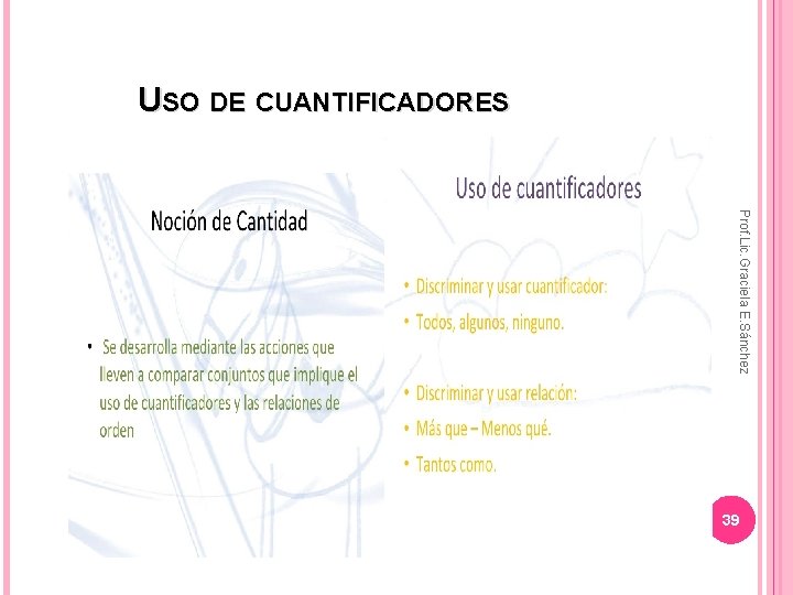 USO DE CUANTIFICADORES Prof. Lic. Graciela E. Sánchez 39 