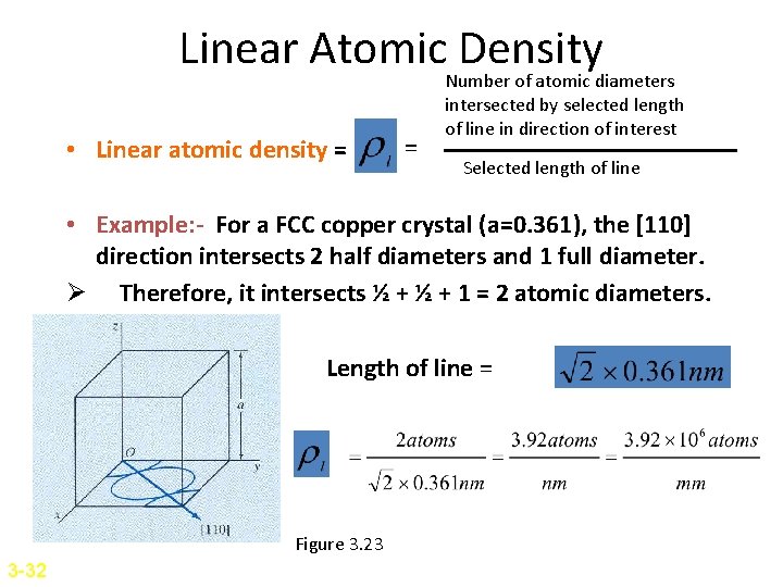 Linear Atomic Density • Linear atomic density = = Number of atomic diameters intersected Linear Atomic Density • Linear atomic density = = Number of atomic diameters intersected
