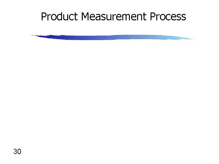 Product Measurement Process 30 