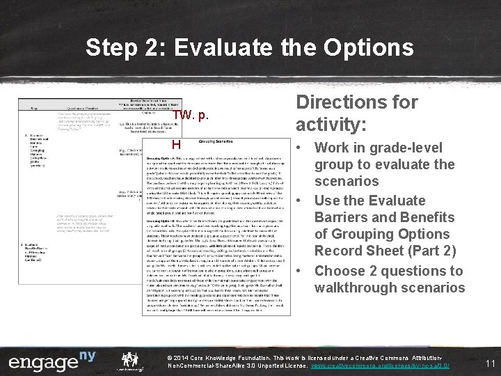 Step 2: Evaluate the Options TW. p. H Directions for activity: • Work in