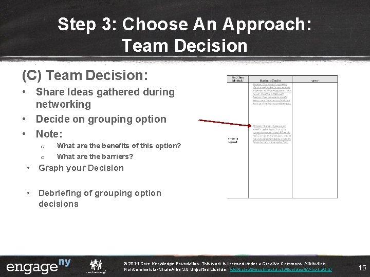 Step 3: Choose An Approach: Team Decision (C) Team Decision: • Share Ideas gathered