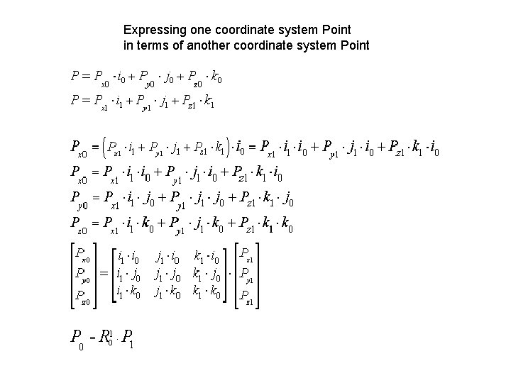 Expressing one coordinate system Point in terms of another coordinate system Point 