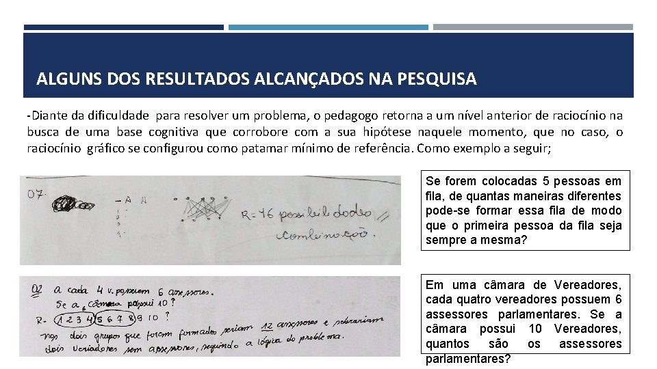 ALGUNS DOS RESULTADOS ALCANÇADOS NA PESQUISA -Diante da dificuldade para resolver um problema, o