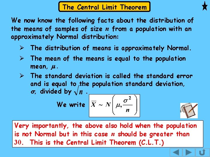 The Central Limit Theorem We now know the following facts about the distribution of