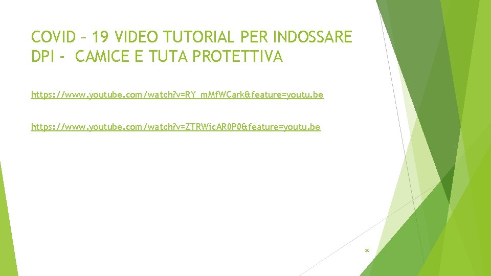 COVID – 19 VIDEO TUTORIAL PER INDOSSARE DPI - CAMICE E TUTA PROTETTIVA https: