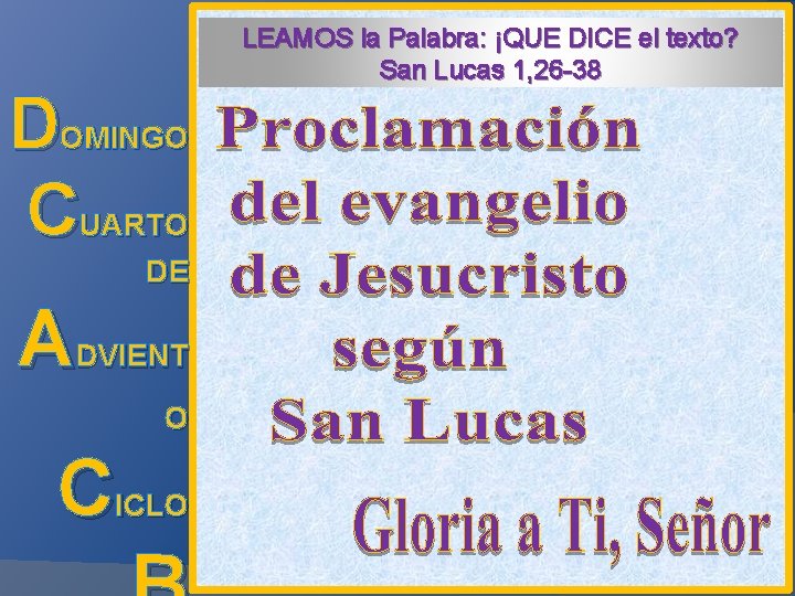 DOMINGO CUARTO DE A DVIENT O C ICLO LEAMOS la Palabra: ¡QUE DICE el