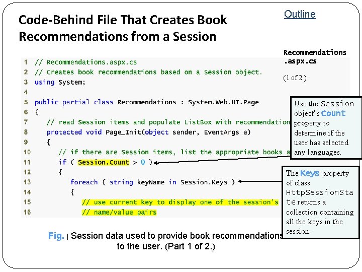 Code-Behind File That Creates Book Recommendations from a Session Outline Recommendations. aspx. cs (1