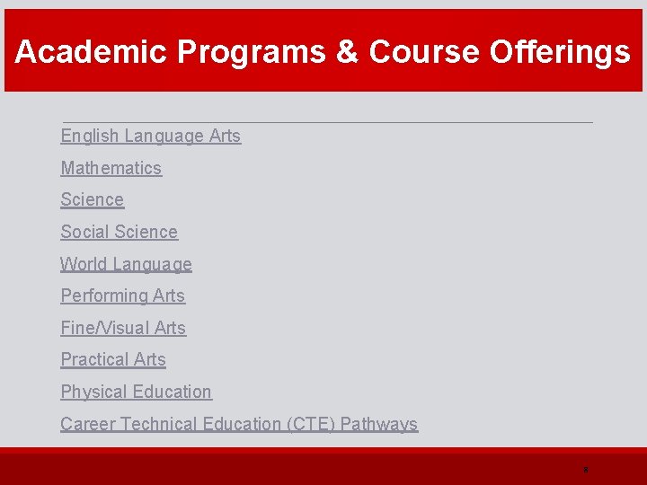 Academic Programs & Course Offerings English Language Arts Mathematics Science Social Science World Language