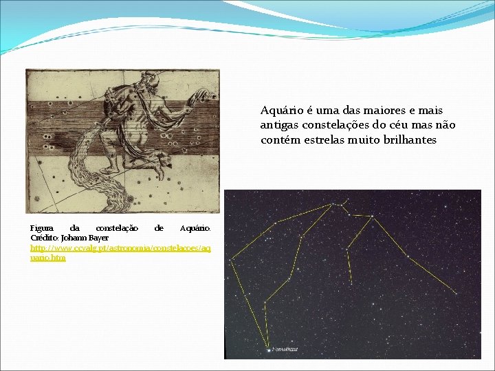 Aquário é uma das maiores e mais antigas constelações do céu mas não contém