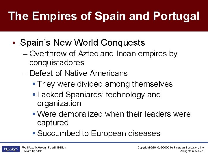 The Empires of Spain and Portugal • Spain’s New World Conquests – Overthrow of