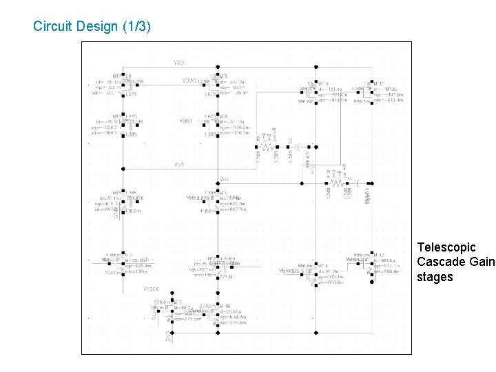 Circuit Design (1/3) Telescopic Cascade Gain stages 