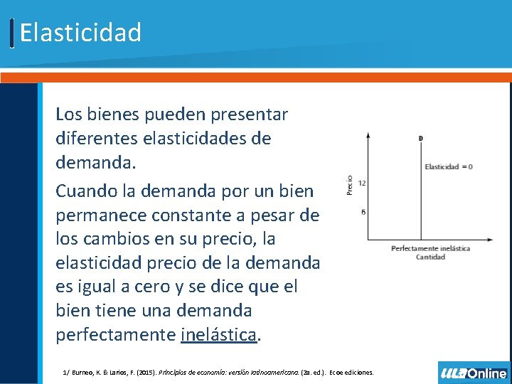 Elasticidad Los bienes pueden presentar diferentes elasticidades de demanda. Cuando la demanda por un