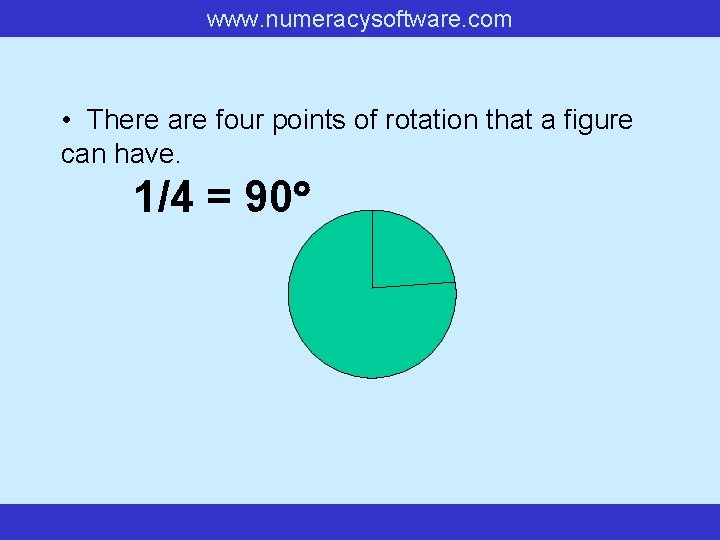 www. numeracysoftware. com • There are four points of rotation that a figure can