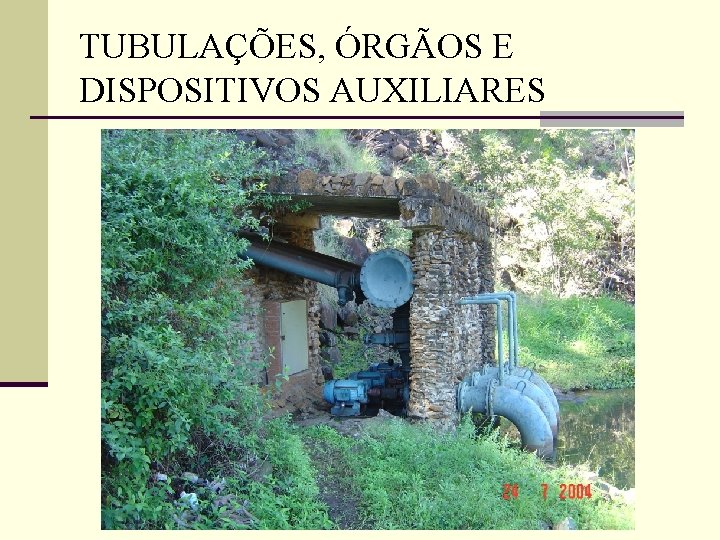 TUBULAÇÕES, ÓRGÃOS E DISPOSITIVOS AUXILIARES 