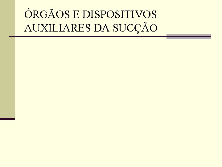 ÓRGÃOS E DISPOSITIVOS AUXILIARES DA SUCÇÃO 