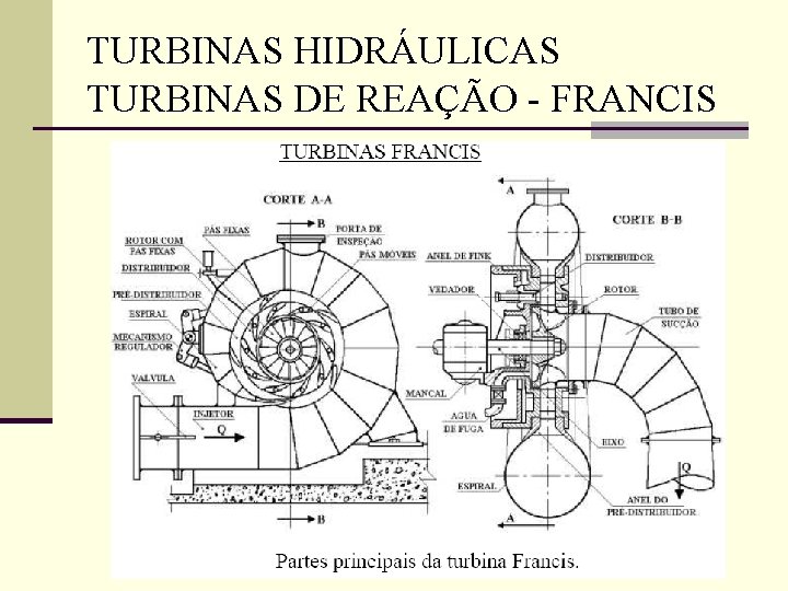 TURBINAS HIDRÁULICAS TURBINAS DE REAÇÃO - FRANCIS 