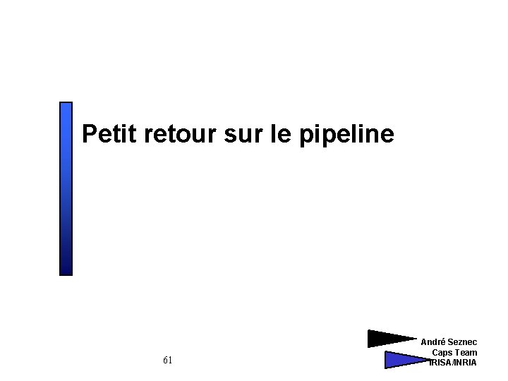 Petit retour sur le pipeline 61 André Seznec Caps Team IRISA/INRIA 