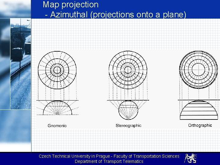 Map projection - Azimuthal (projections onto a plane) Czech Technical University in Prague -