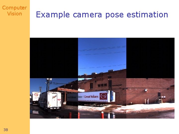 Computer Vision 38 Example camera pose estimation 