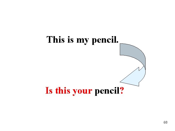 This is my pencil. Is this your pencil? 68 