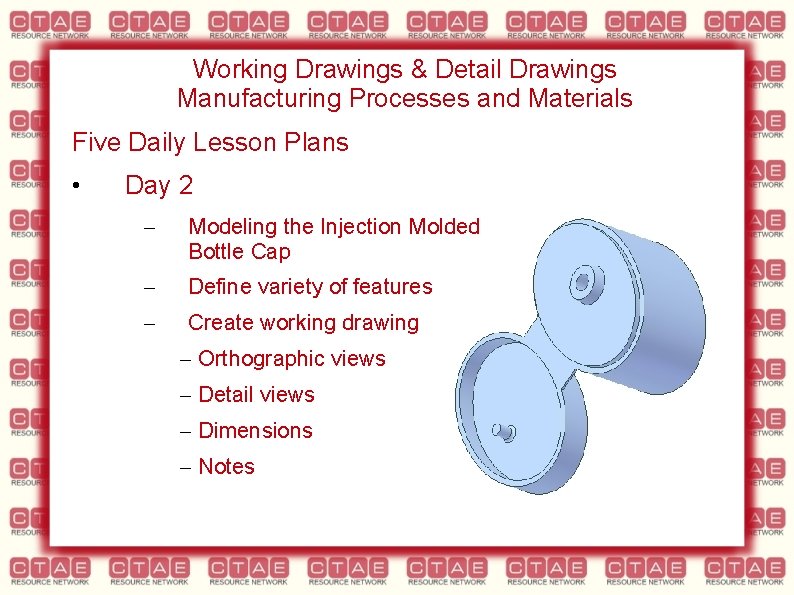 Working Drawings & Detail Drawings Manufacturing Processes and Materials Five Daily Lesson Plans •