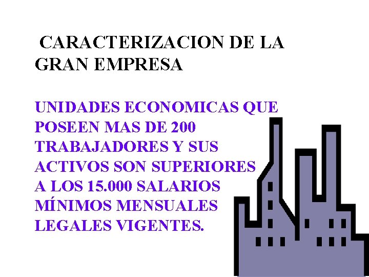 CARACTERIZACION DE LA GRAN EMPRESA UNIDADES ECONOMICAS QUE POSEEN MAS DE 200 TRABAJADORES Y CARACTERIZACION DE LA GRAN EMPRESA UNIDADES ECONOMICAS QUE POSEEN MAS DE 200 TRABAJADORES Y