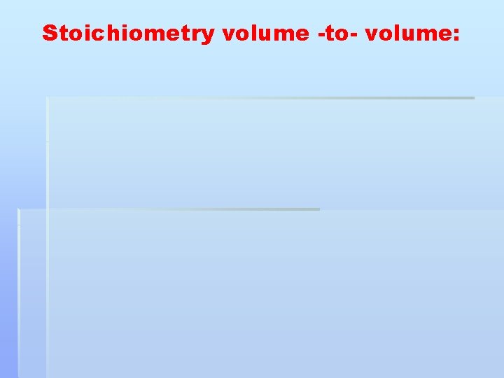 Stoichiometry volume -to- volume: 