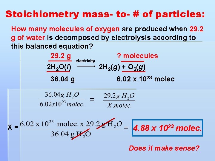 Stoichiometry mass- to- # of particles: How many molecules of oxygen are produced when