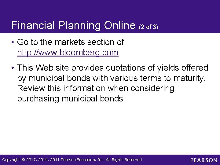 Financial Planning Online (2 of 3) • Go to the markets section of http: