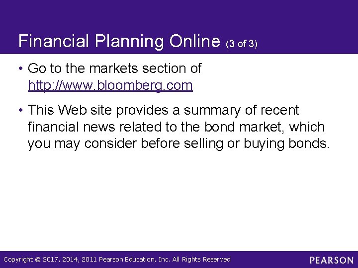 Financial Planning Online (3 of 3) • Go to the markets section of http: