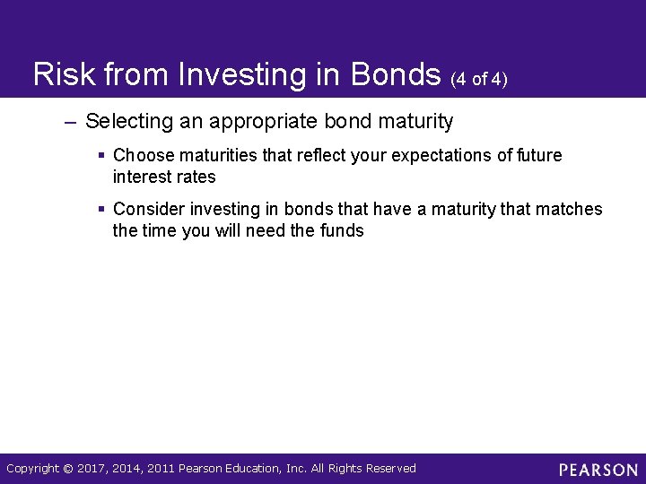 Risk from Investing in Bonds (4 of 4) – Selecting an appropriate bond maturity