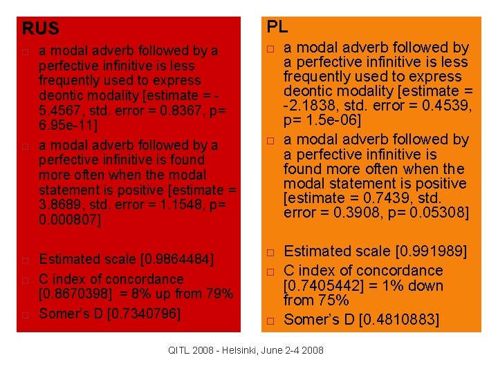 PL RUS a modal adverb followed by a perfective infinitive is less frequently used