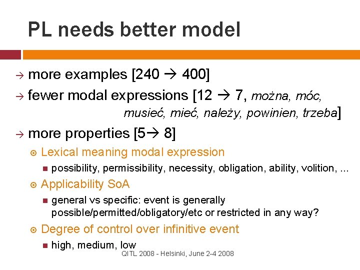 PL needs better model more examples [240 400] fewer modal expressions [12 7, można,