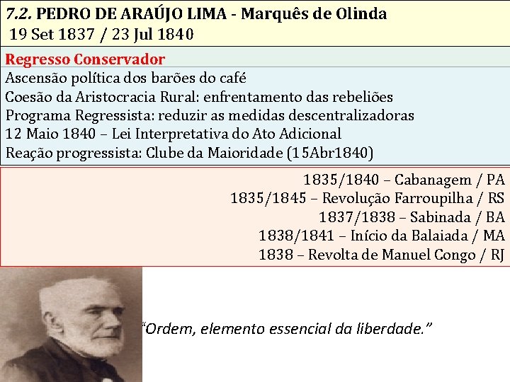 7. 2. PEDRO DE ARAÚJO LIMA - Marquês de Olinda 19 Set 1837 /