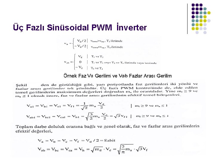 Üç Fazlı Sinüsoidal PWM İnverter Örnek Faz Va Gerilimi ve Vab Fazlar Arası Gerilim