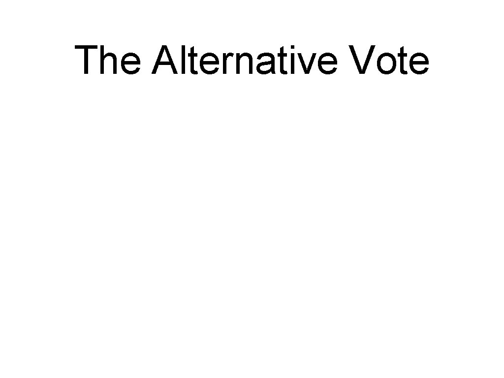 The Alternative Vote 