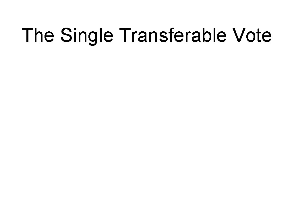 The Single Transferable Vote 