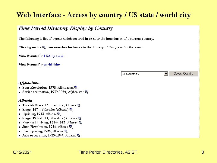 Web Interface - Access by country / US state / world city 6/12/2021 Time