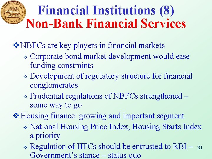 Financial Institutions (8) Non-Bank Financial Services v NBFCs are key players in financial markets