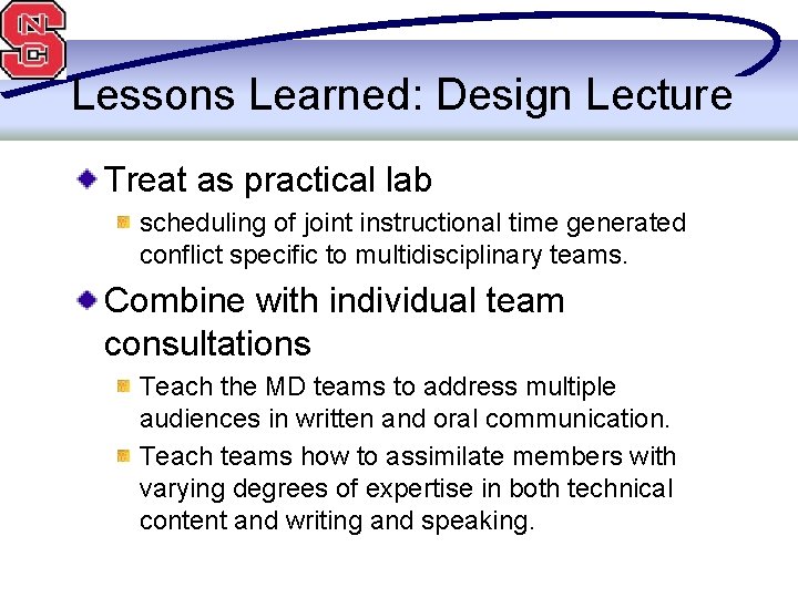 Lessons Learned: Design Lecture Treat as practical lab scheduling of joint instructional time generated
