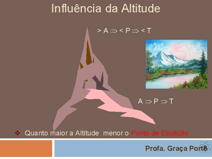 Influência da Altitude >A <P <T A P T v Quanto maior a Altitude