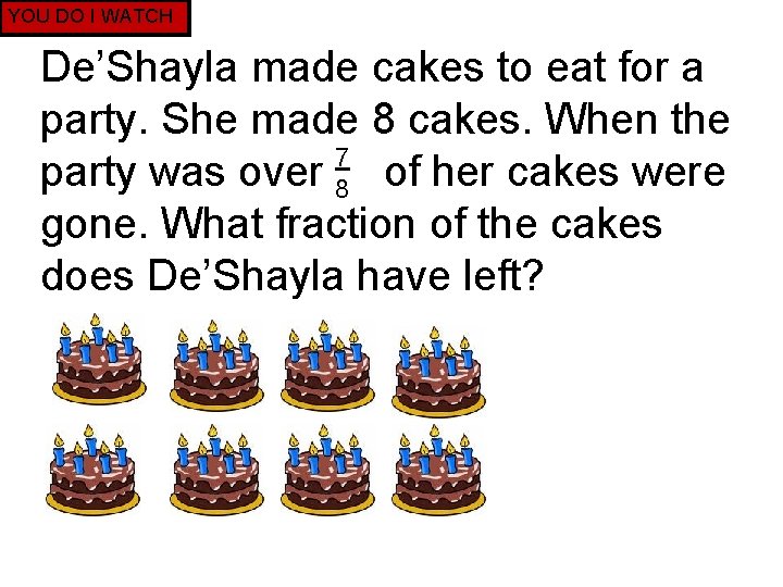 YOU DO I WATCH De’Shayla made cakes to eat for a party. She made