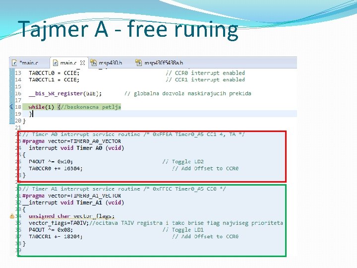 Tajmer A - free runing 